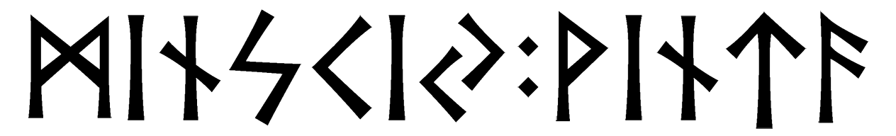 minsciy+vinta - Напиши имя  MINSCIY+VINTA рунами  - ᛗᛁᚾᛋᛁ:ᚹᛁᚾᛏᚨ - Значение и характер имени  MINSCIY+VINTA - 